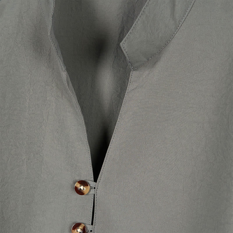 Nimara Ritual Solid Color Buttons Fall Long Sleeve Men's Shirt