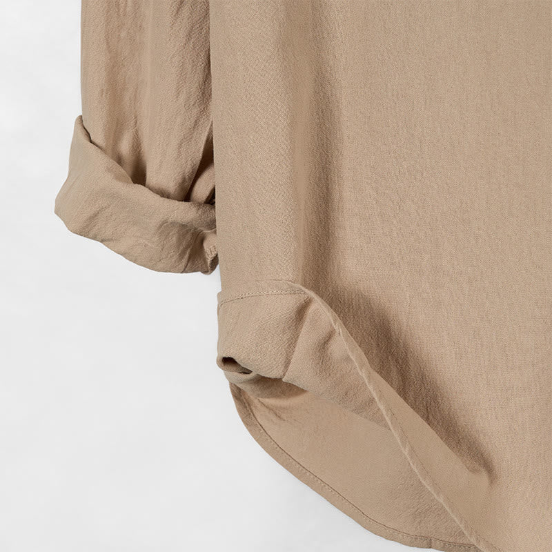 Nimara Ritual Solid Color Fall Half Buttons Men's Hooded Long Sleeve Cotton Shirt