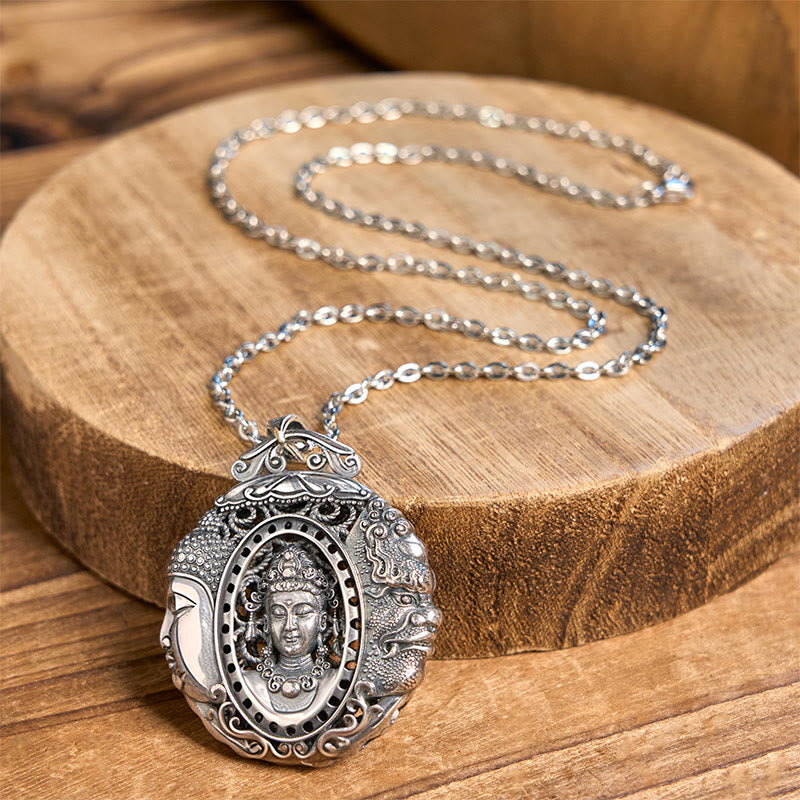 Nimara Ritual Copper Buddha Devil Pattern Serenity Pendant Necklace