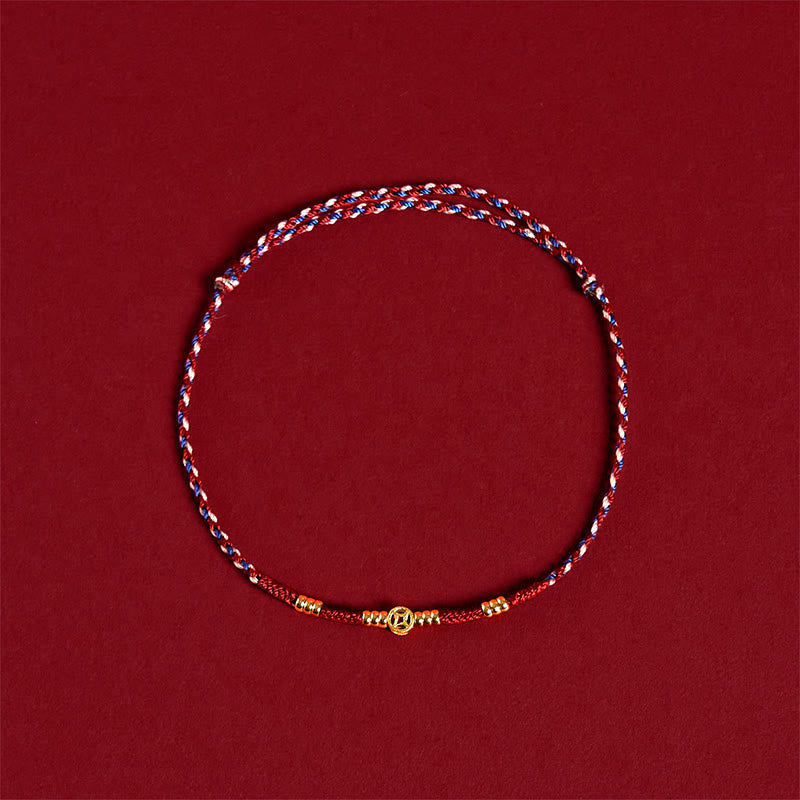Nimara Ritual Handmade Braided Red String Copper Coins Luck Bracelet
