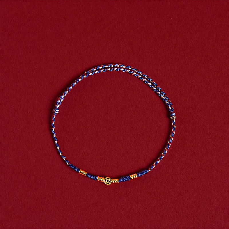 Nimara Ritual Handmade Braided Red String Copper Coins Luck Bracelet