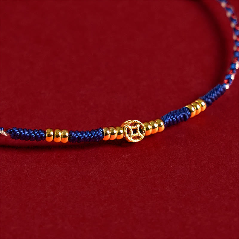 Nimara Ritual Handmade Braided Red String Copper Coins Luck Bracelet