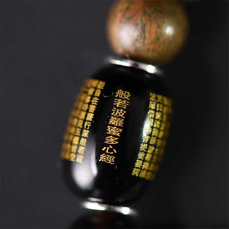 Nimara Ritual Tibetan Green Sandalwood Gold Sheen Obsidian Balance Peace Double Wrap Bracelet
