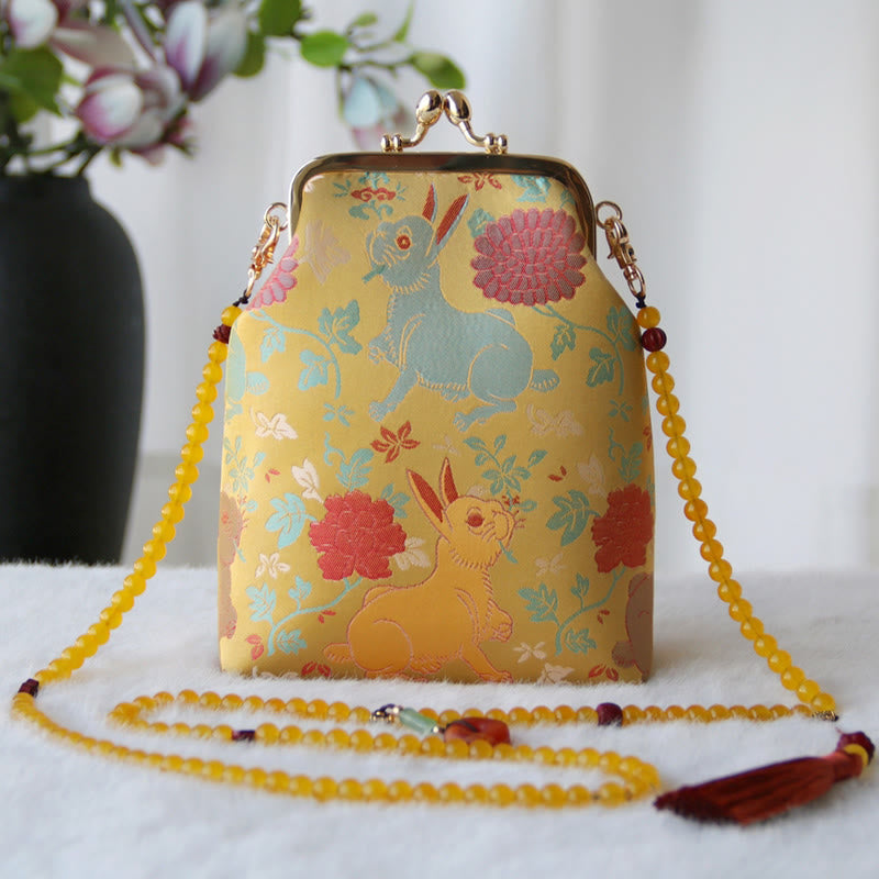 Nimara Ritual Retro Chinese Embroidery Pearl Chain Crossbody Bag Shoudler Bag