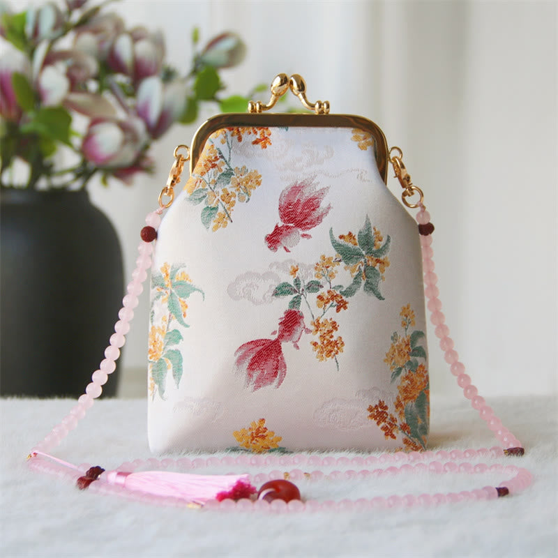 Nimara Ritual Retro Chinese Embroidery Pearl Chain Crossbody Bag Shoudler Bag