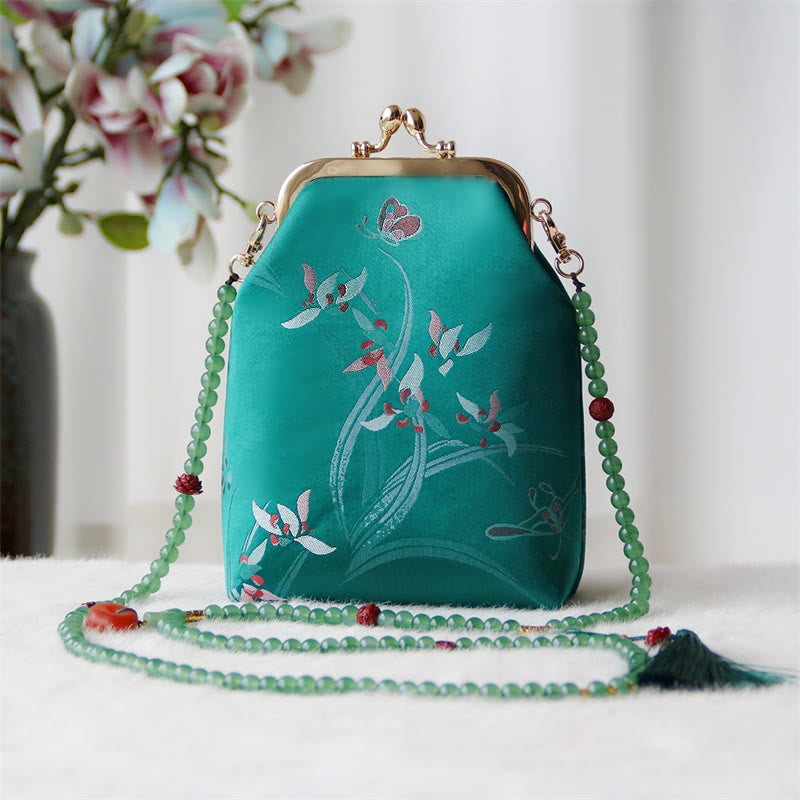 Nimara Ritual Retro Chinese Embroidery Pearl Chain Crossbody Bag Shoudler Bag