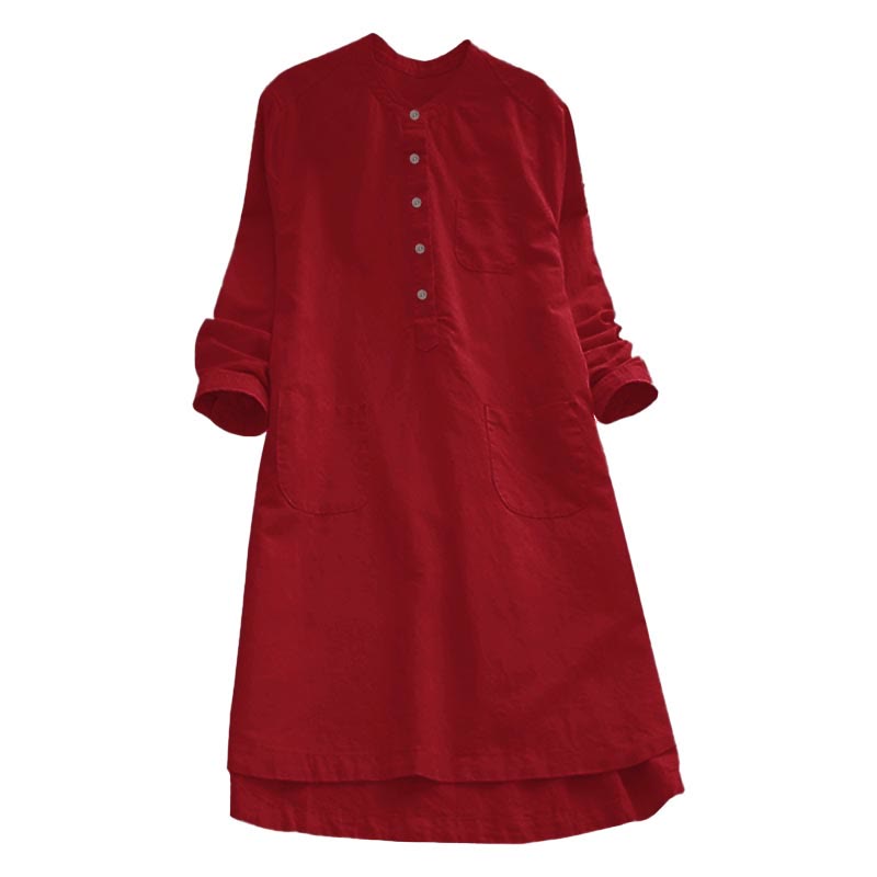 Nimara Ritual Solid Buttons Long Sleeve Women's Shirt With Pockets