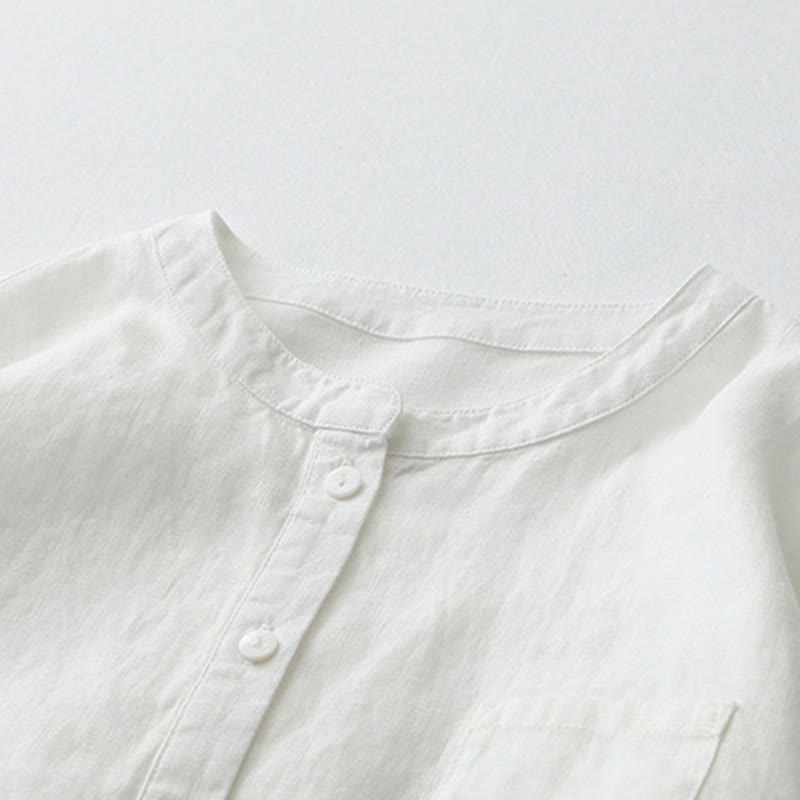 Nimara Ritual Solid Color Button Three Quarter Sleeve Shirt