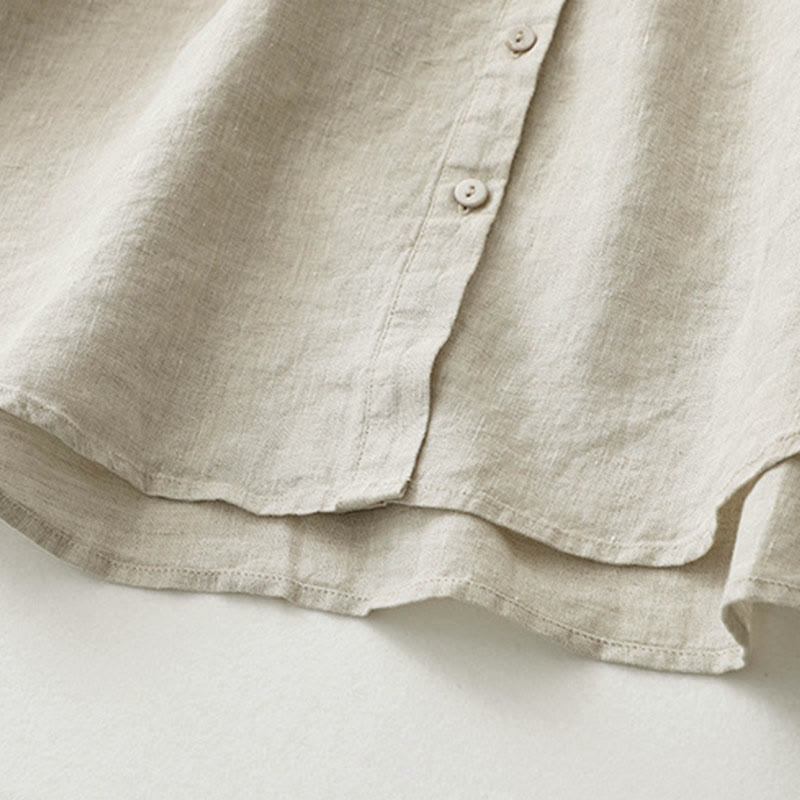 Nimara Ritual Solid Color Button Three Quarter Sleeve Shirt