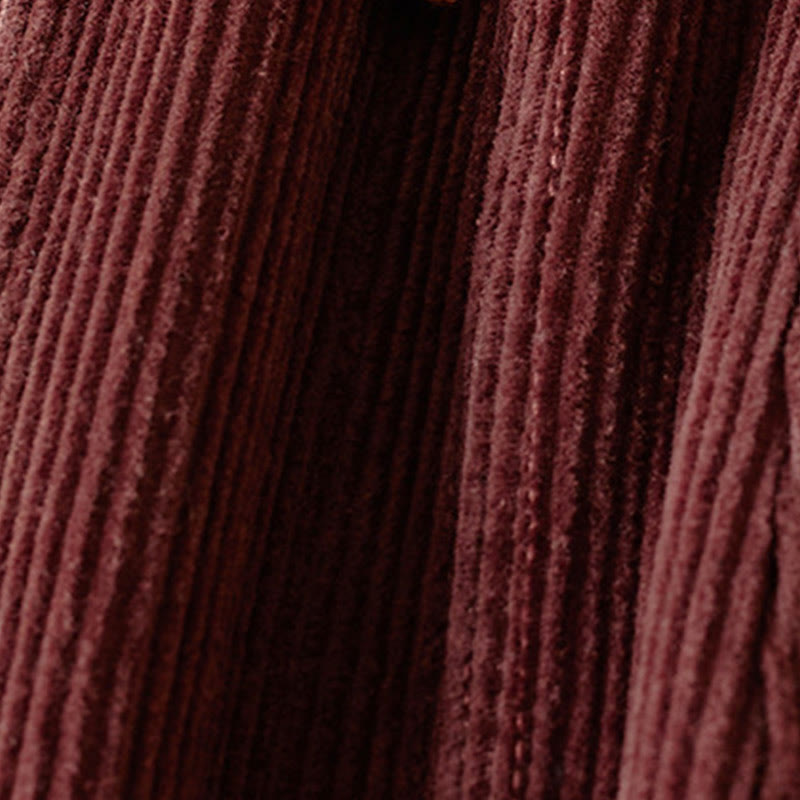 Nimara Ritual Color Contrast Corduroy Cotton Women's Thermal Fleece-Lined Harem Pants With Pockets