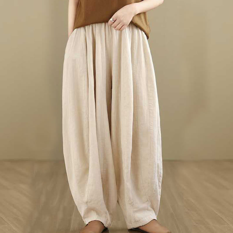 Nimara Ritual Spring Casual Simple Design Women's Cotton Linen Harem Pants With Pockets