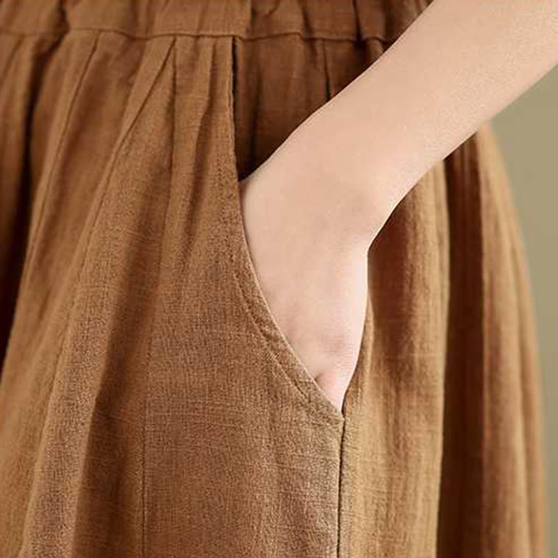 Nimara Ritual Spring Casual Simple Design Women's Cotton Linen Harem Pants With Pockets