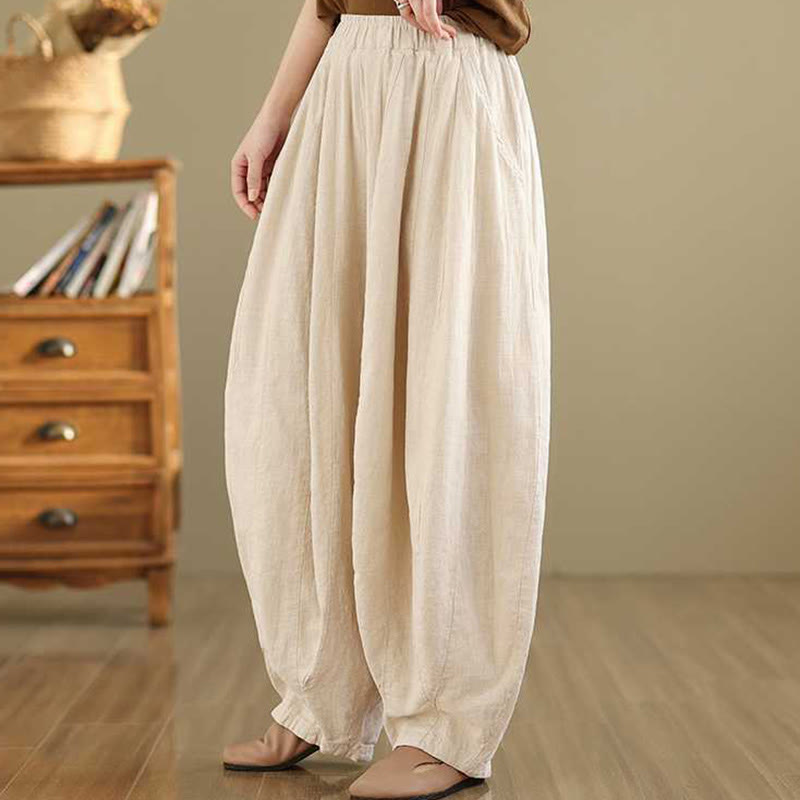 Nimara Ritual Spring Casual Simple Design Women's Cotton Linen Harem Pants With Pockets