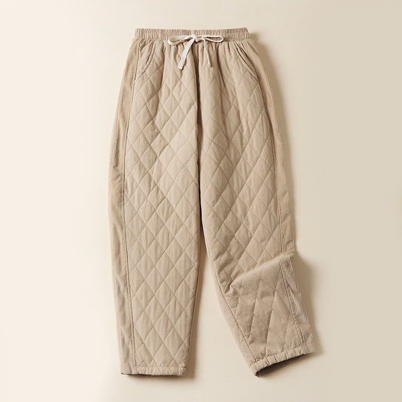 Nimara Ritual Diamond Quilted Design Thermal Women's Harem Pants With Pockets