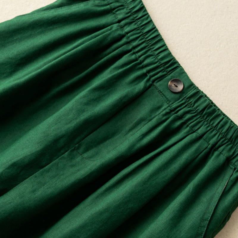 Nimara Ritual Summer Casual Plain Zipper Button Cotton Linen Women's Shorts With Pockets