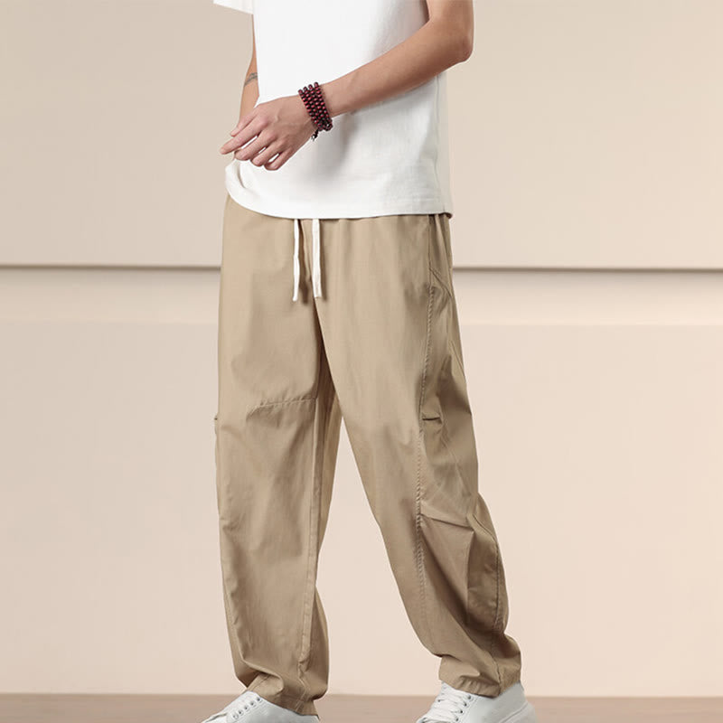 Nimara Ritual Casual Vintage Solid Color Drawstring Men's Cargo Pants With Pockets