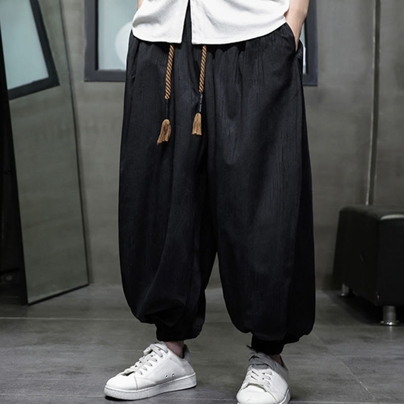 Nimara Ritual Casual Daily Pure Color Drawstring Design Men's Harem Pants With Pockets