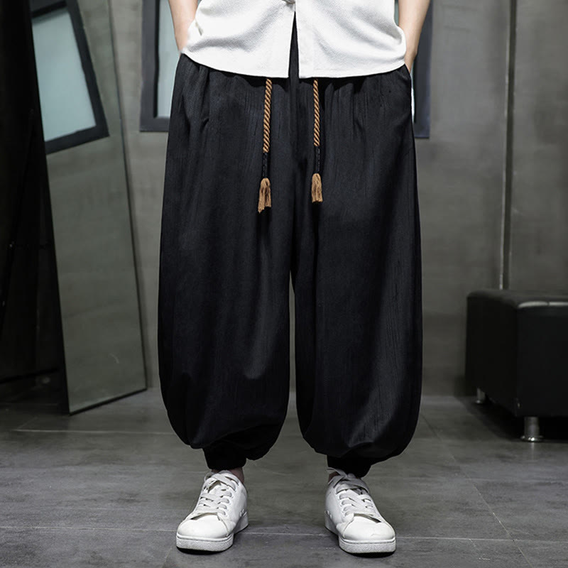 Nimara Ritual Casual Daily Pure Color Drawstring Design Men's Harem Pants With Pockets