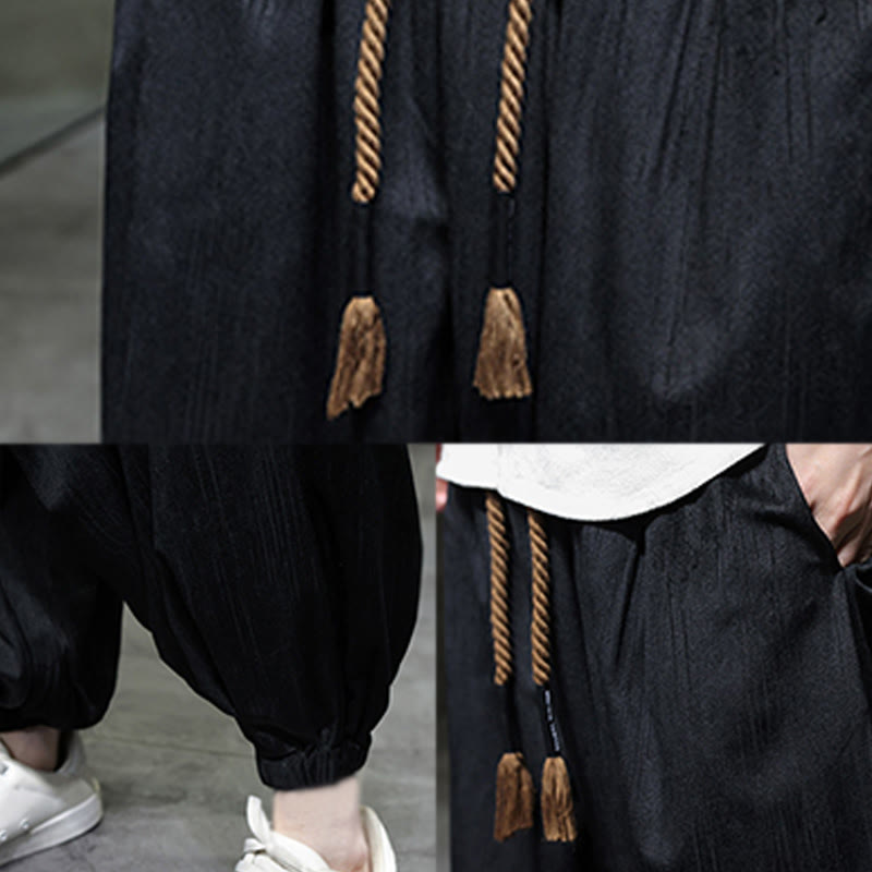 Nimara Ritual Casual Daily Pure Color Drawstring Design Men's Harem Pants With Pockets