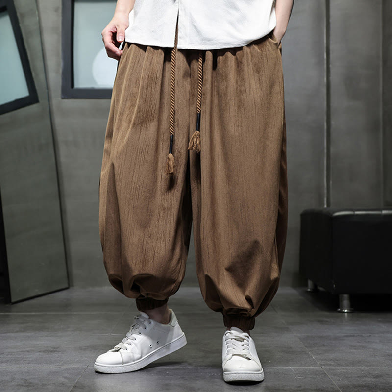 Nimara Ritual Casual Daily Pure Color Drawstring Design Men's Harem Pants With Pockets