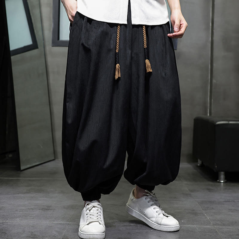 Nimara Ritual Casual Daily Pure Color Drawstring Design Men's Harem Pants With Pockets