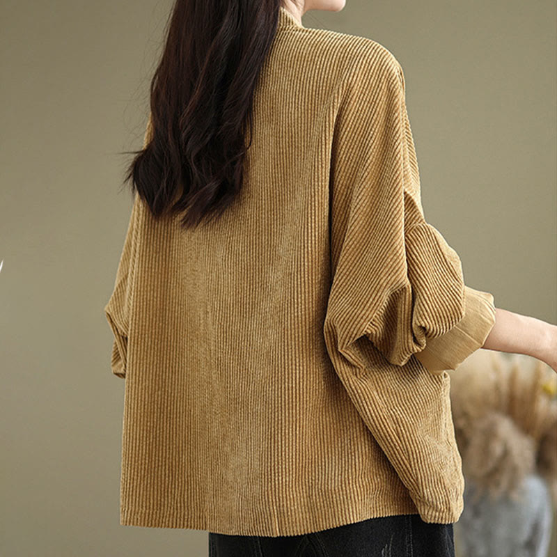 Nimara Ritual Frog-button Stand Collar Women's Corduroy Jacket
