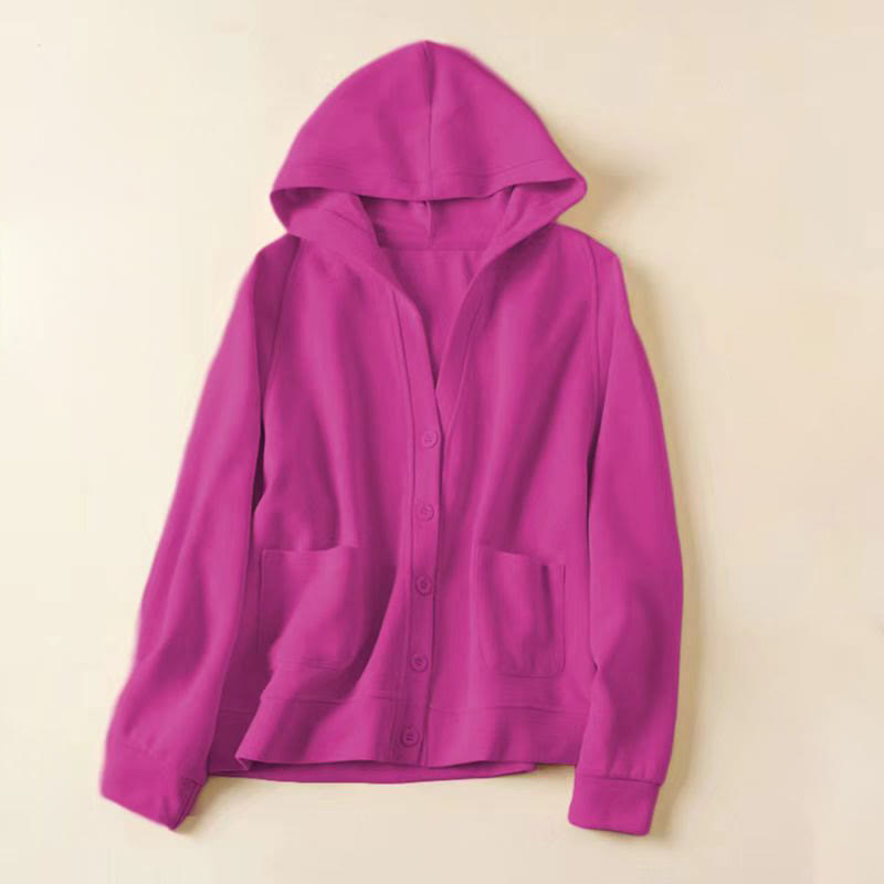 Nimara Ritual Plain Buttons Women's Hooded Jacket With Pockets
