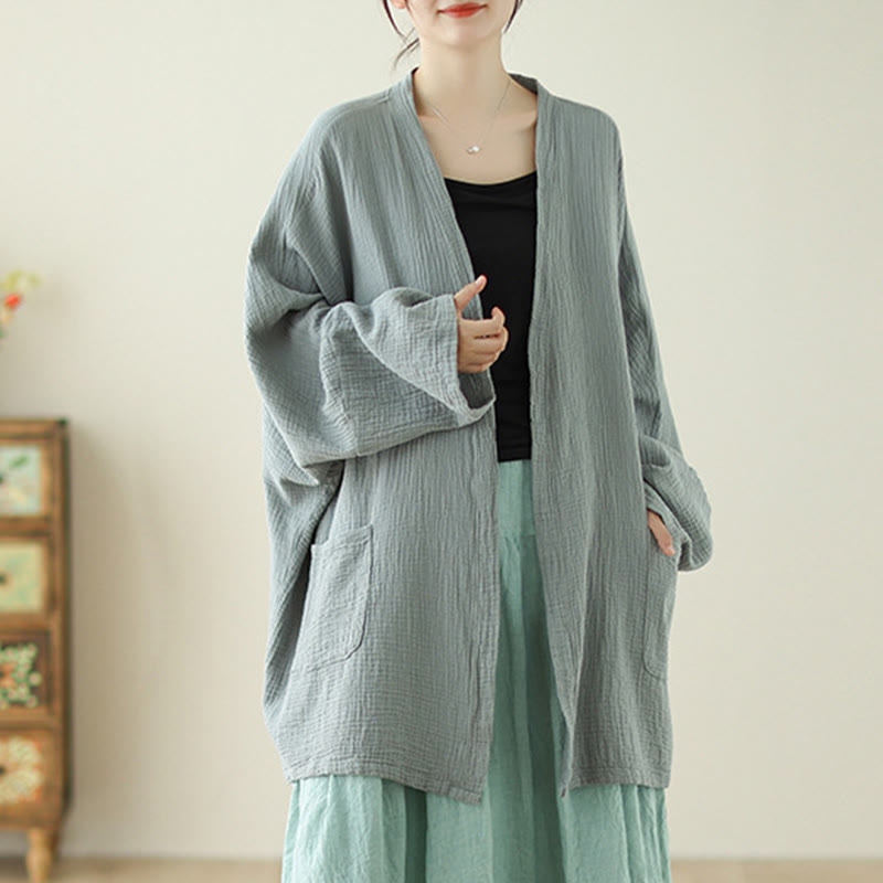 Nimara Ritual Plain Long Sleeve Zen Meditation Jacket With Pockets