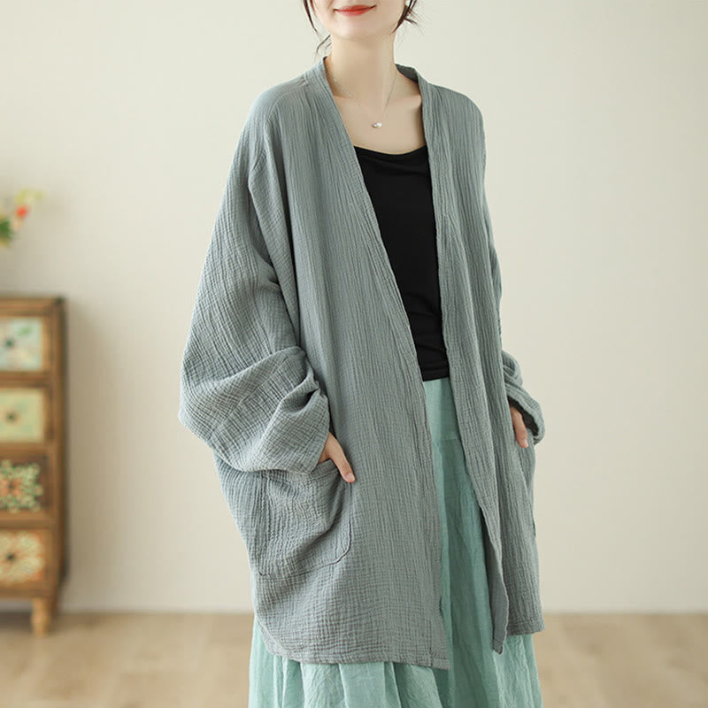 Nimara Ritual Plain Long Sleeve Zen Meditation Jacket With Pockets