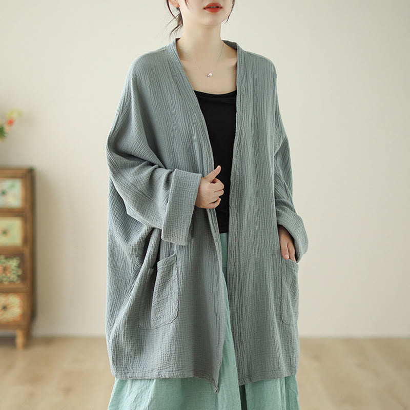 Nimara Ritual Plain Long Sleeve Zen Meditation Jacket With Pockets