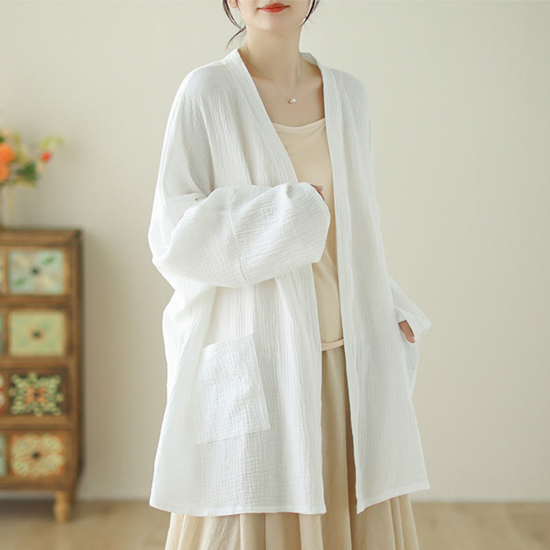 Nimara Ritual Plain Long Sleeve Zen Meditation Jacket With Pockets
