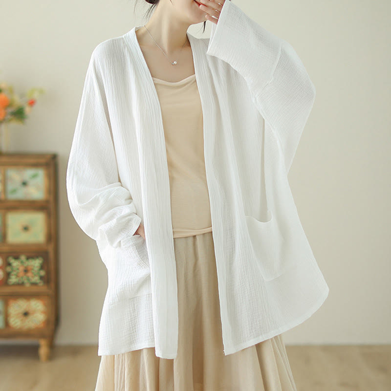 Nimara Ritual Plain Long Sleeve Zen Meditation Jacket With Pockets