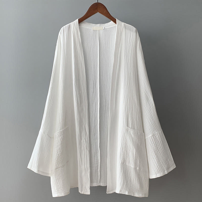 Nimara Ritual Plain Long Sleeve Zen Meditation Jacket With Pockets