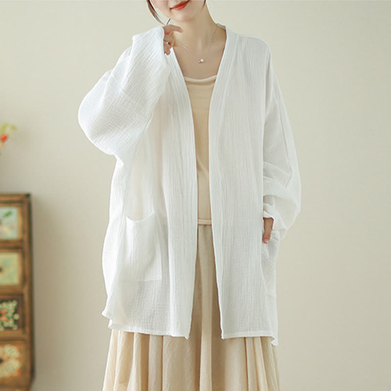 Nimara Ritual Plain Long Sleeve Zen Meditation Jacket With Pockets