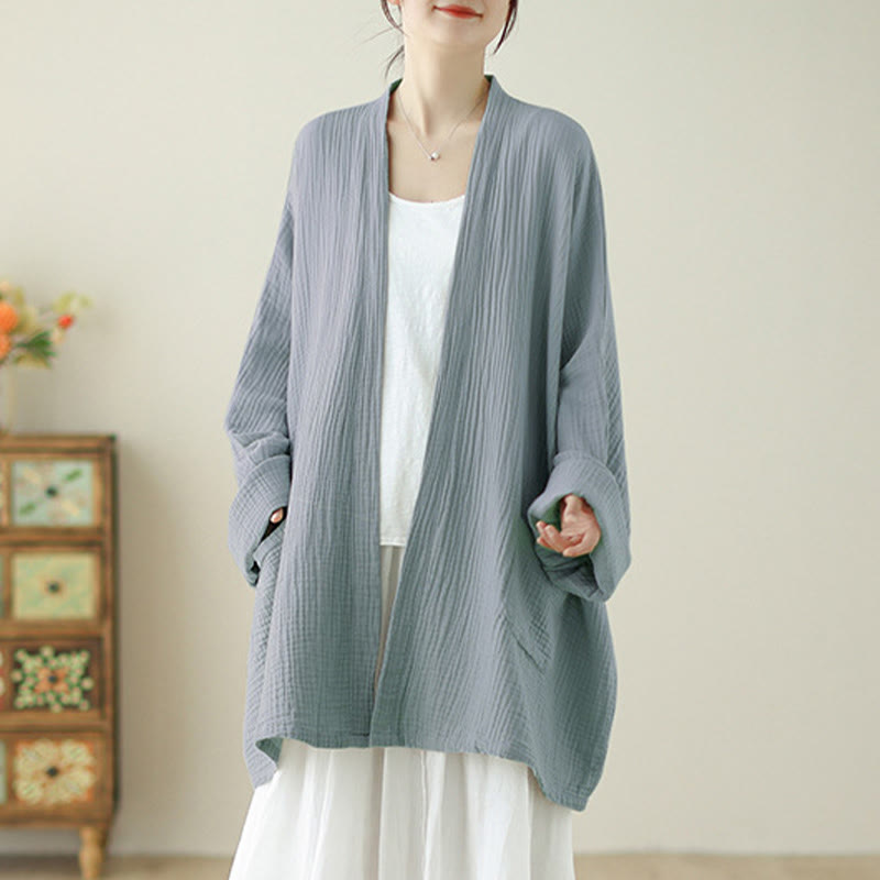 Nimara Ritual Plain Long Sleeve Zen Meditation Jacket With Pockets