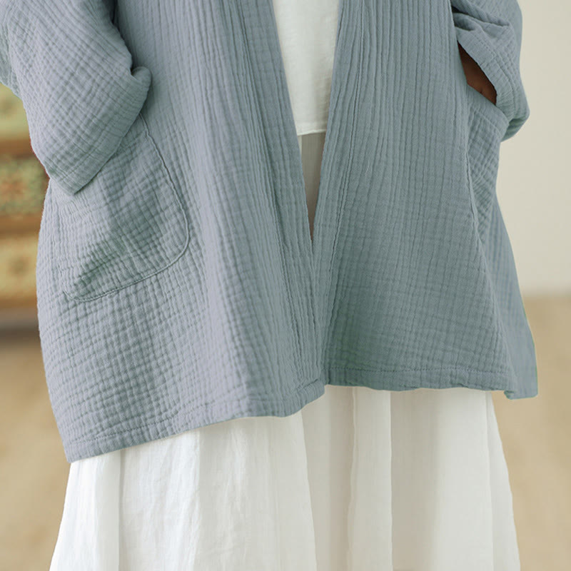 Nimara Ritual Plain Long Sleeve Zen Meditation Jacket With Pockets