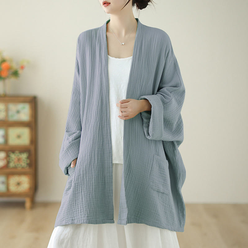 Nimara Ritual Plain Long Sleeve Zen Meditation Jacket With Pockets