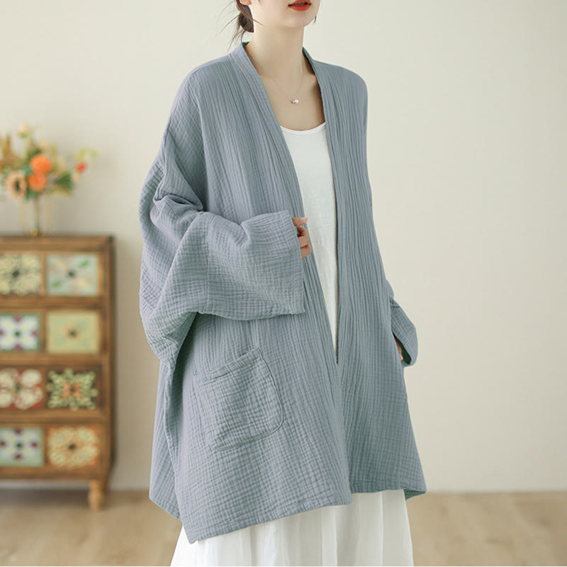 Nimara Ritual Plain Long Sleeve Zen Meditation Jacket With Pockets