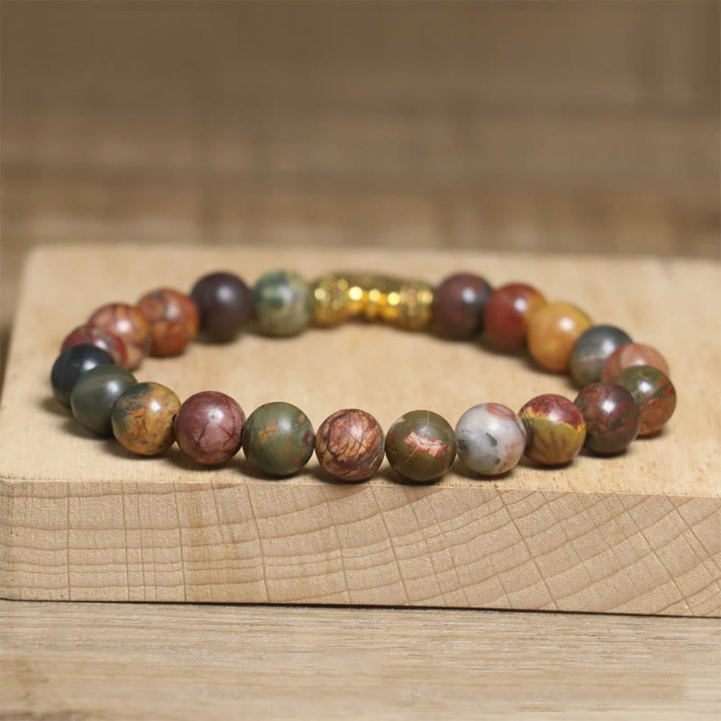 Nimara Ritual Natural Colorful Emperor Stone Lotus Pattern Anti-stress Bracelet