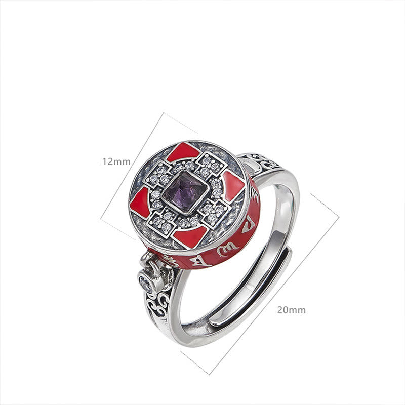 Nimara Ritual Om Mani Padme Hum Copper Prayer Wheel Rotatable Wealth Ring
