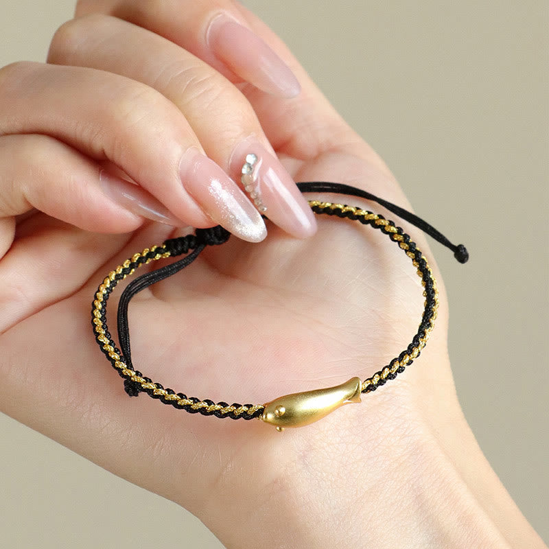 Nimara Ritual 999 Sterling Silver Lucky Koi Fish Protection Rope Bracelet