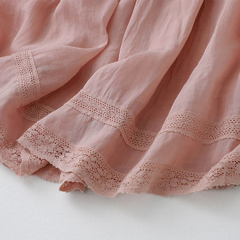 Nimara Ritual Solid Lace Elastic Waist Cotton Women's Skirt