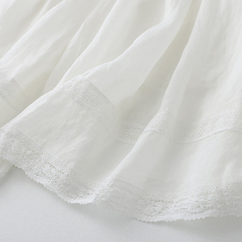Nimara Ritual Solid Lace Elastic Waist Cotton Women's Skirt