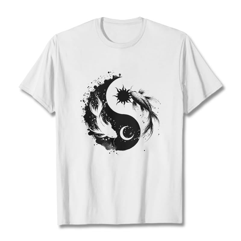 Nimara Ritualsun And Moon Yin Yang Koi Pattern Tee T-shirt