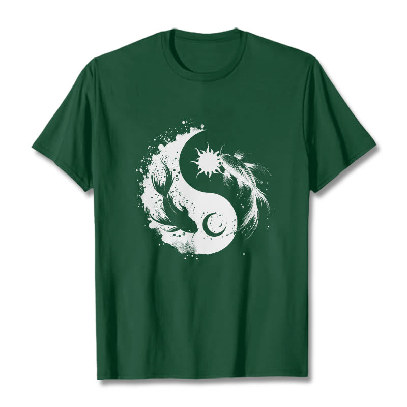 Nimara Ritualsun And Moon Yin Yang Koi Pattern Tee T-shirt