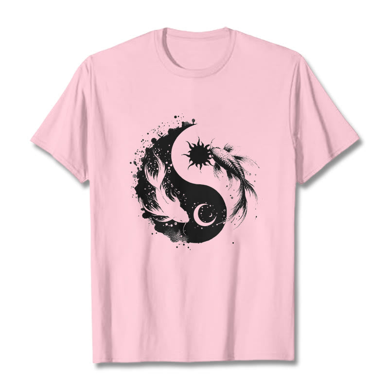 Nimara Ritualsun And Moon Yin Yang Koi Pattern Tee T-shirt