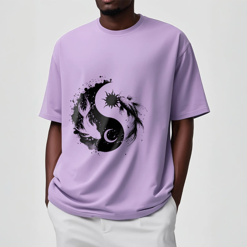 Nimara Ritualsun And Moon Yin Yang Koi Pattern Tee T-shirt