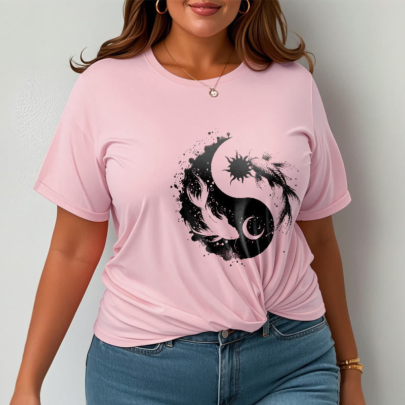 Nimara Ritualsun And Moon Yin Yang Koi Pattern Tee T-shirt