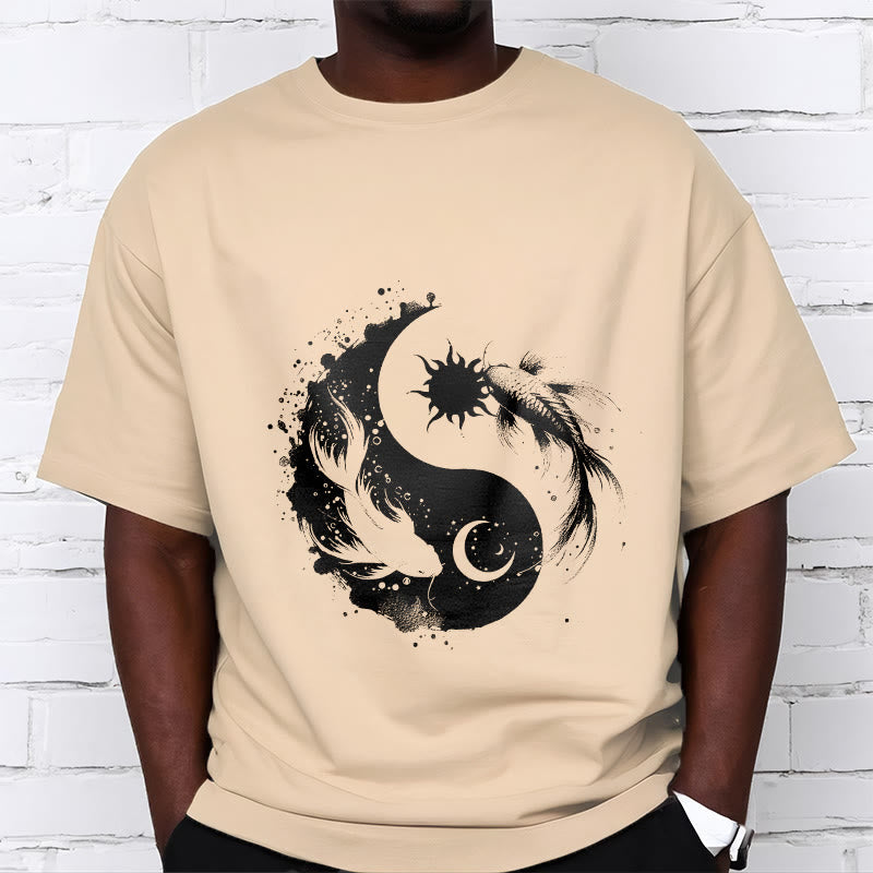 Nimara Ritualsun And Moon Yin Yang Koi Pattern Tee T-shirt