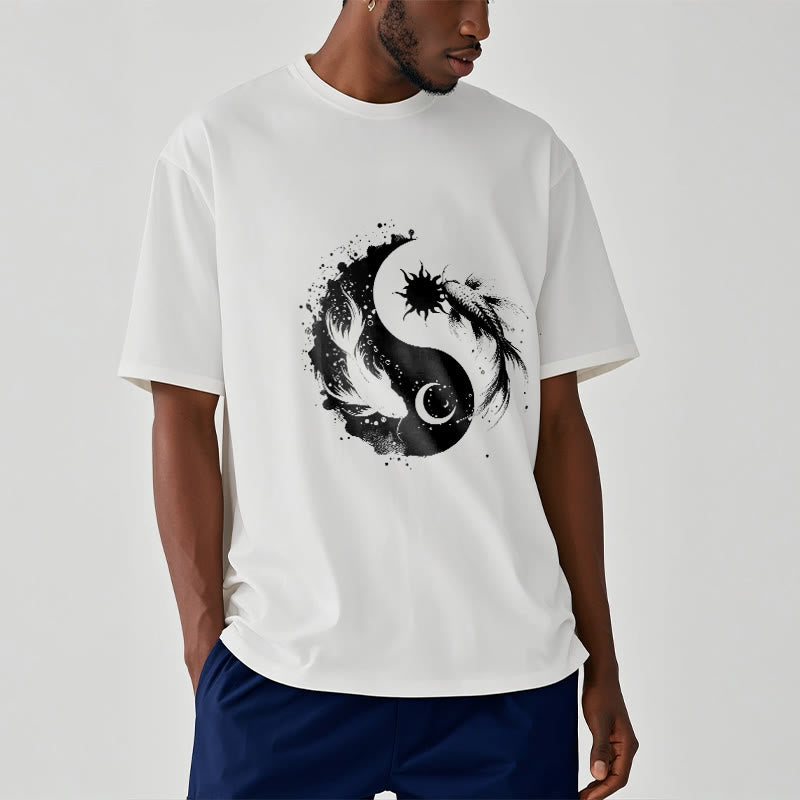 Nimara Ritualsun And Moon Yin Yang Koi Pattern Tee T-shirt